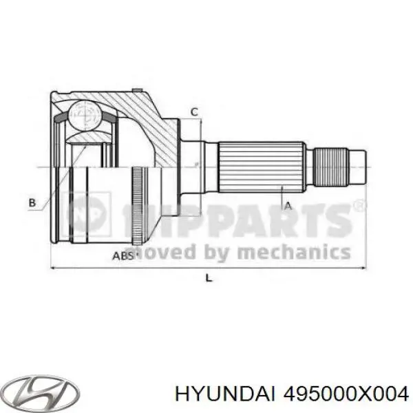 495000X004 Hyundai/Kia Przegub homokinetyczny przedni zewnętrzny