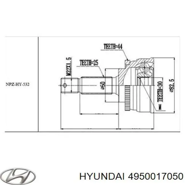 4950017050 Hyundai/Kia Półoś napędowa przednia lewa