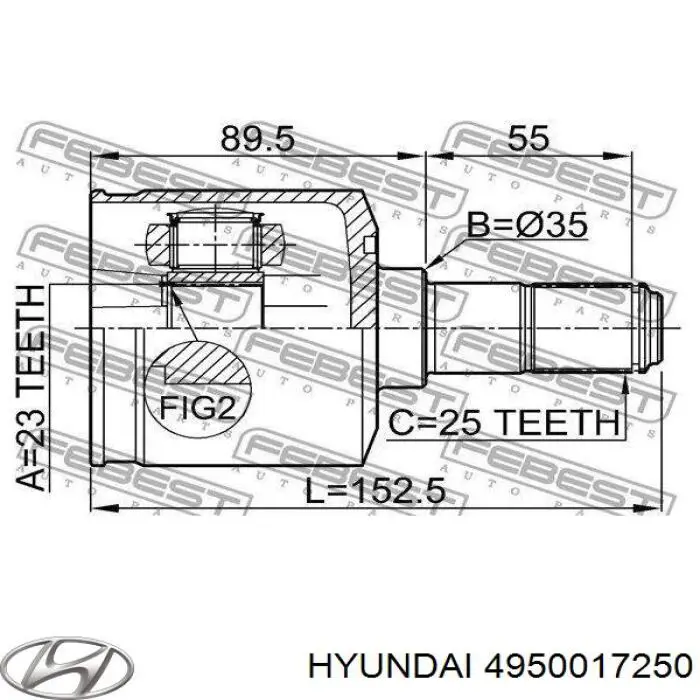 Półoś napędowa przednia lewa Hyundai/Kia 4950017250 cena, od 112,26 USD