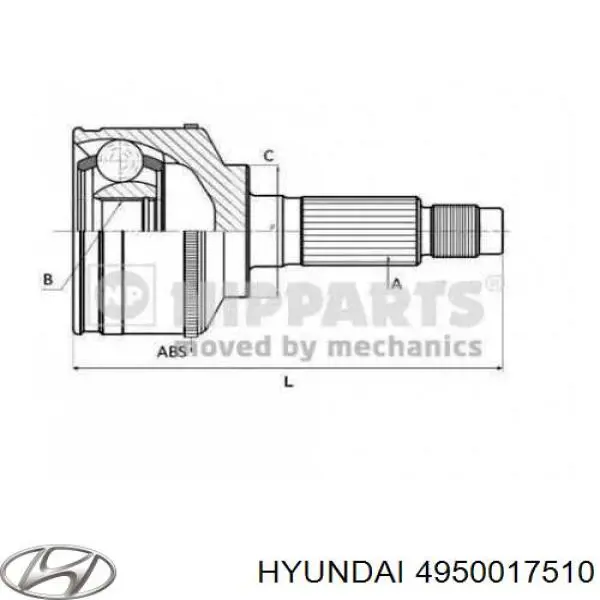 Półoś napędowa przednia lewa 4950017510 Hyundai/Kia