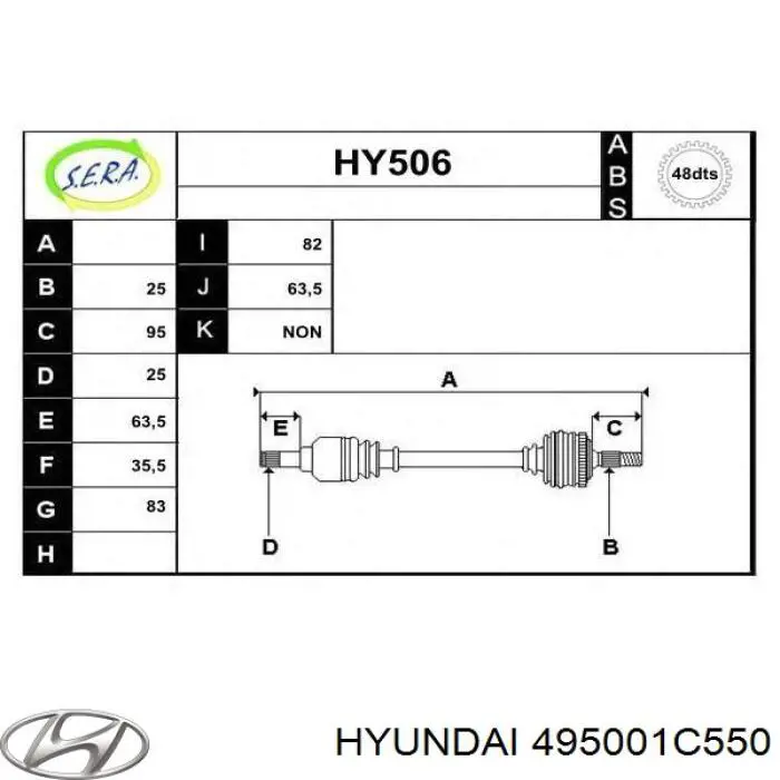 Półoś napędowa przednia lewa do Hyundai Getz  