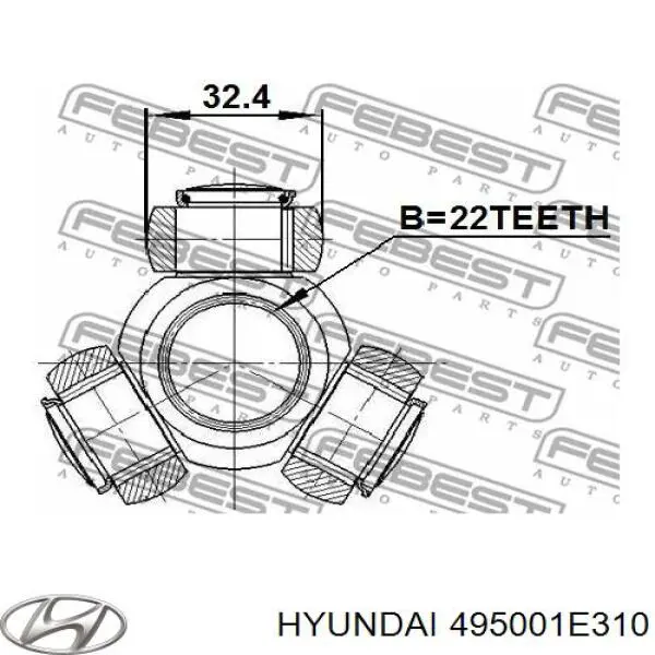 Do koszyka 495001E310 Hyundai/Kia Półoś napędowa przednia lewa