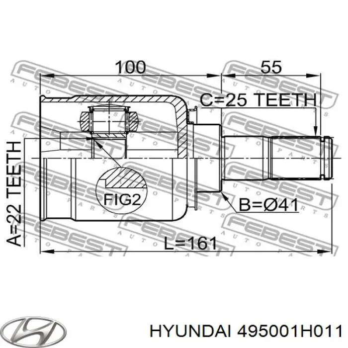 Do koszyka 495001H011 Hyundai/Kia Półoś napędowa przednia prawa