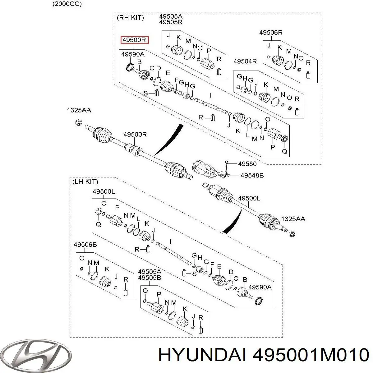 Półoś napędowa przednia prawa Hyundai/Kia 495001M010 cena, od 112,42 USD