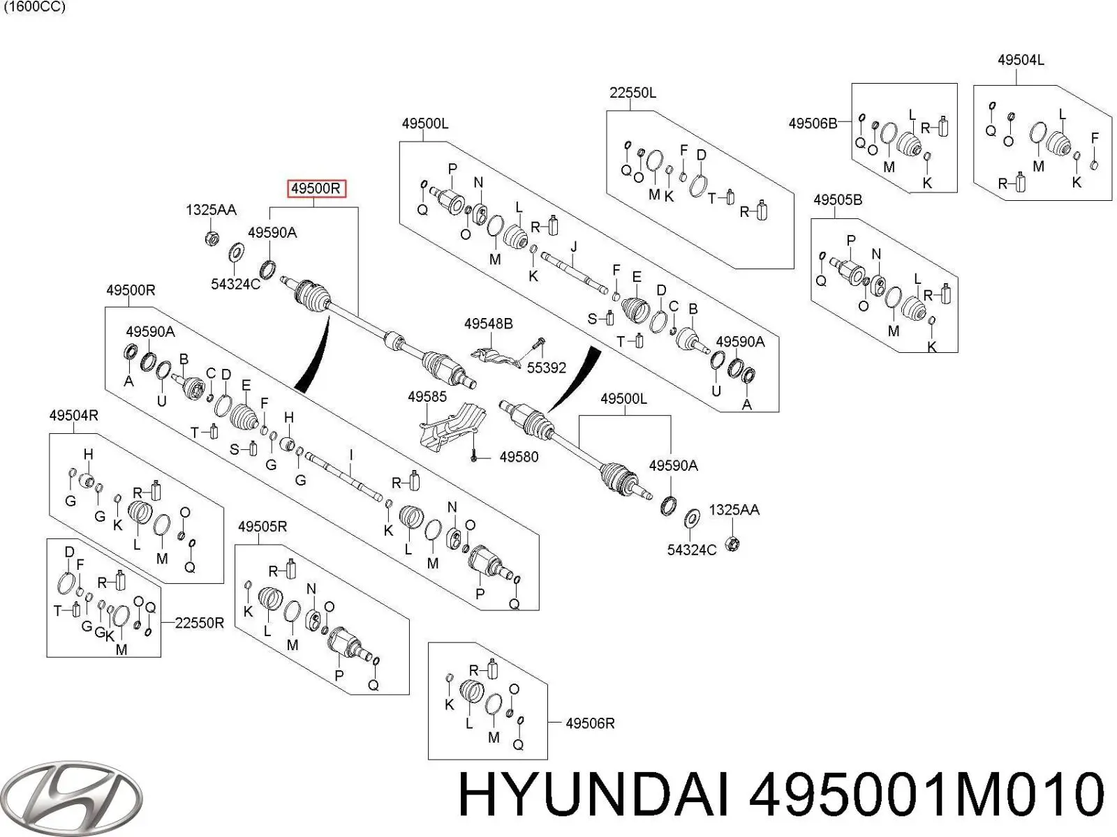 495001M010 Hyundai/Kia Półoś napędowa przednia prawa
