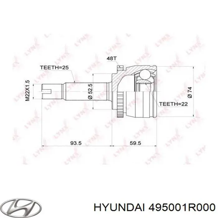 Do koszyka 495001R000 Hyundai/Kia Półoś napędowa przednia lewa