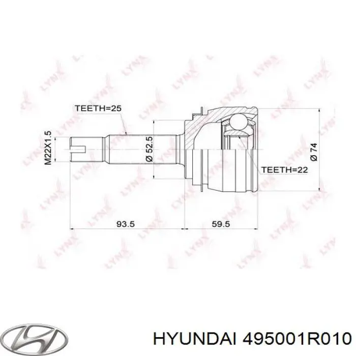 Do koszyka 495001R010 Hyundai/Kia Półoś napędowa przednia lewa