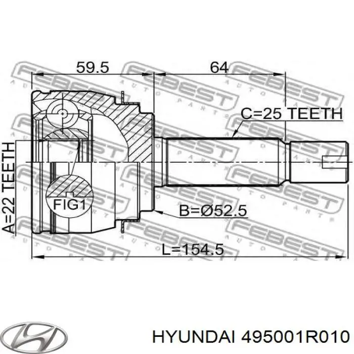 Półoś napędowa przednia lewa Hyundai/Kia 495001R010 cena, od 105,62 USD