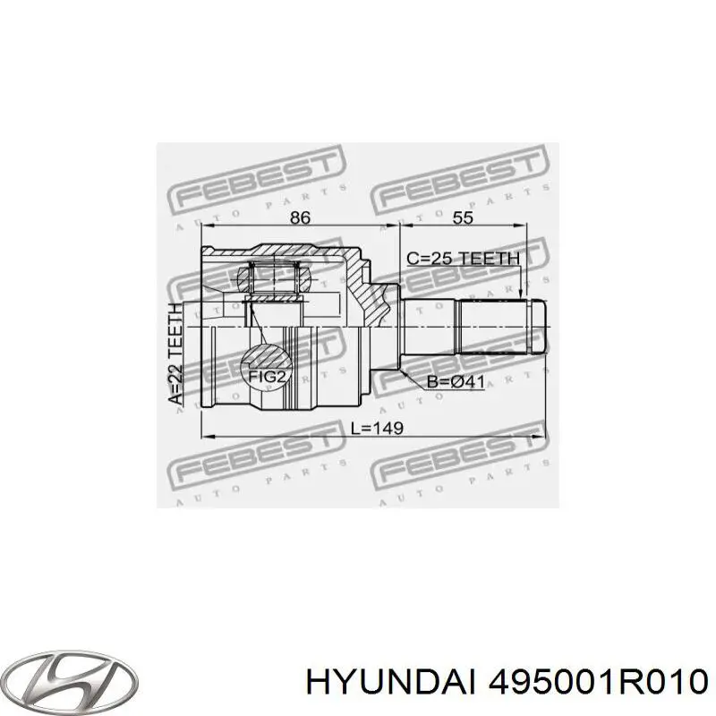 495001R010 Hyundai/Kia Półoś napędowa przednia lewa
