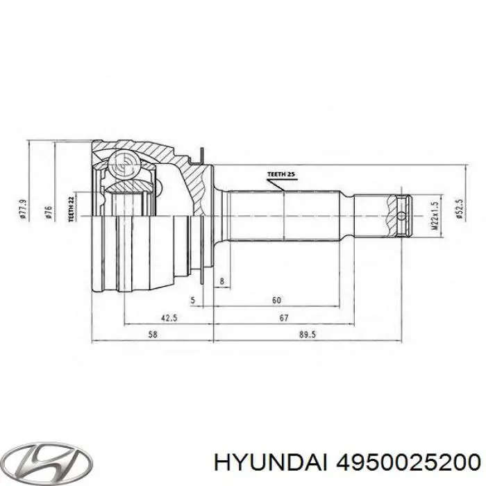 Półoś napędowa przednia lewa Hyundai/Kia 4950025200 cena, od 42,10 USD