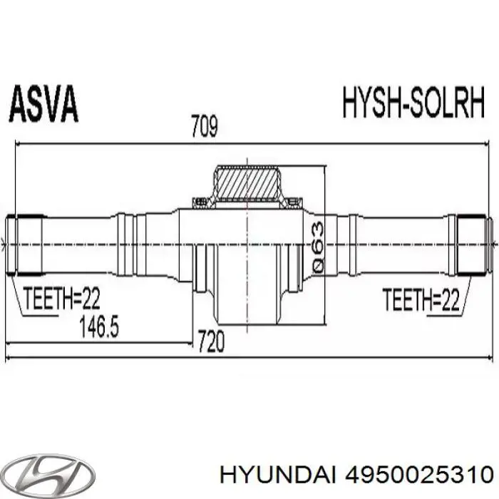 4950025310 Hyundai/Kia Półoś napędowa przednia prawa