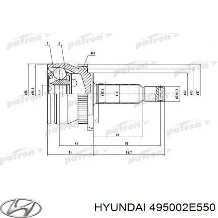 Półoś napędowa przednia prawa Hyundai/Kia 495002E550 cena, od 84,70 USD