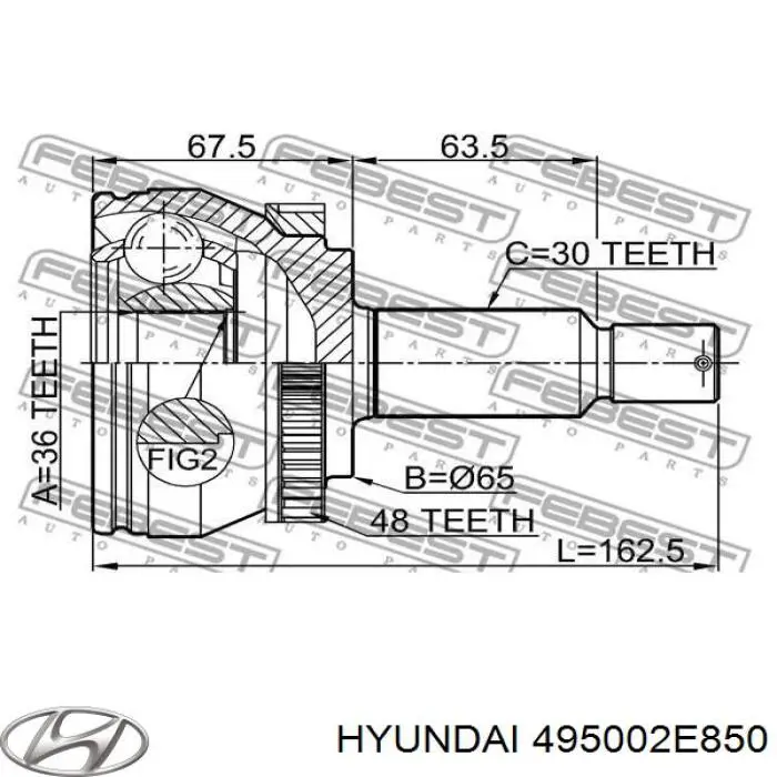495002E850 Hyundai/Kia Półoś napędowa przednia prawa