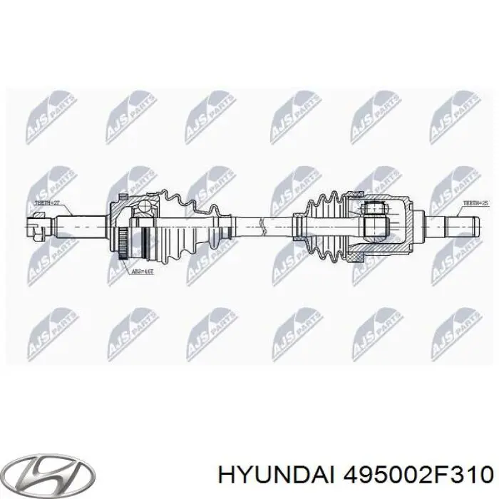 Półoś napędowa przednia prawa Hyundai/Kia 495002F310 cena, od 100,93 USD