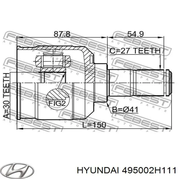 Półoś napędowa przednia prawa Hyundai/Kia 495002H111 cena, od 218,81 USD