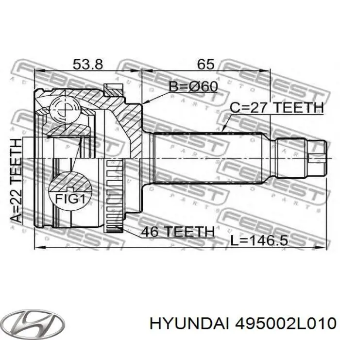 495002L010 Hyundai/Kia Półoś napędowa przednia prawa