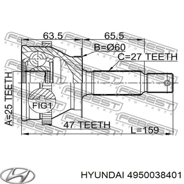 Półoś napędowa przednia lewa Hyundai Sonata IV sedana (EF) (1998 - 2001) cena, od 193,88 USD