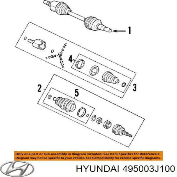 495003J100 Hyundai/Kia Półoś napędowa przednia prawa