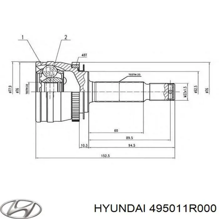 495011R000 Hyundai/Kia Półoś napędowa przednia prawa