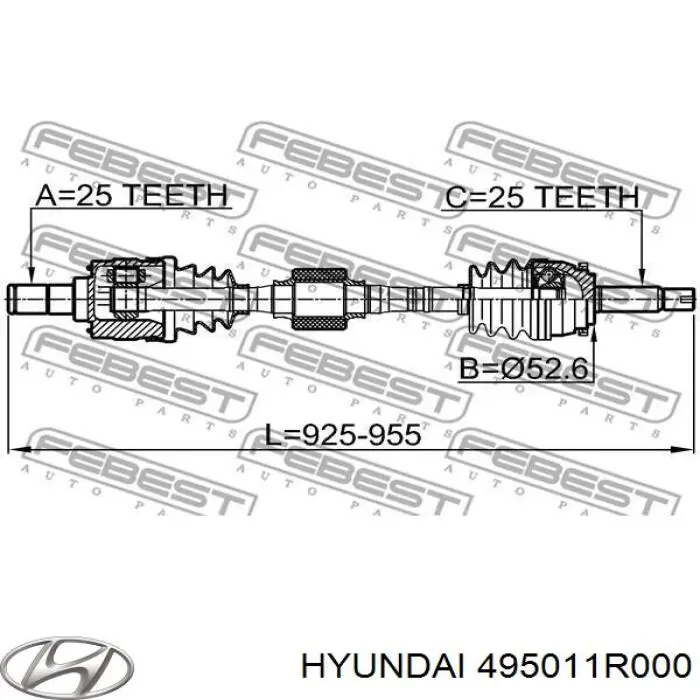 Do koszyka 495011R000 Hyundai/Kia Półoś napędowa przednia prawa