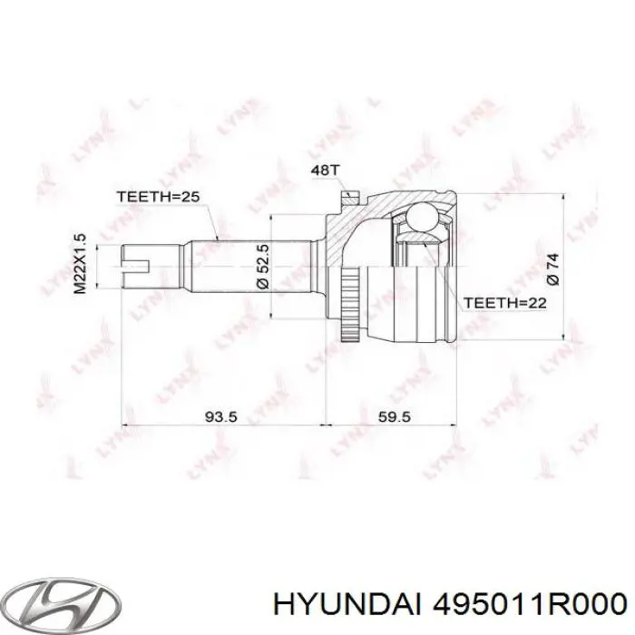 Półoś napędowa przednia prawa 495011R000 Hyundai/Kia