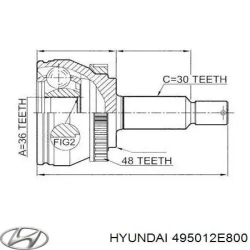 Półoś napędowa przednia lewa do Hyundai Tucson I JM