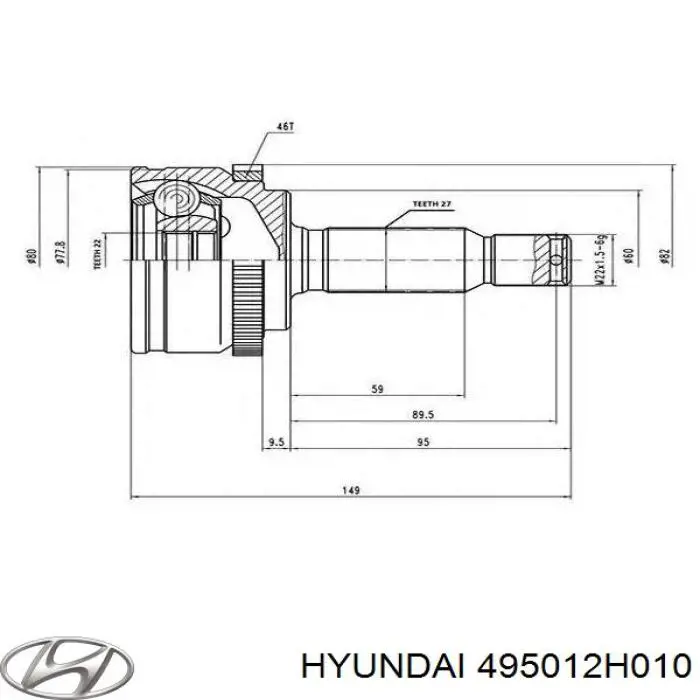 Do koszyka 495012H010 Hyundai/Kia Półoś napędowa przednia lewa
