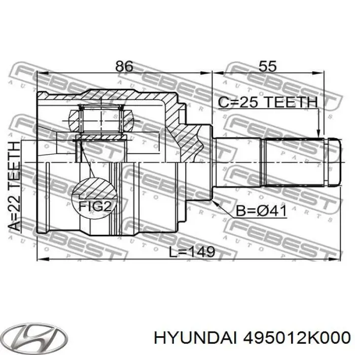 Półoś napędowa przednia lewa Hyundai/Kia 495012K000 cena, od 32,11 USD