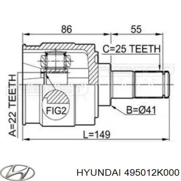 495012K000 Hyundai/Kia Półoś napędowa przednia lewa