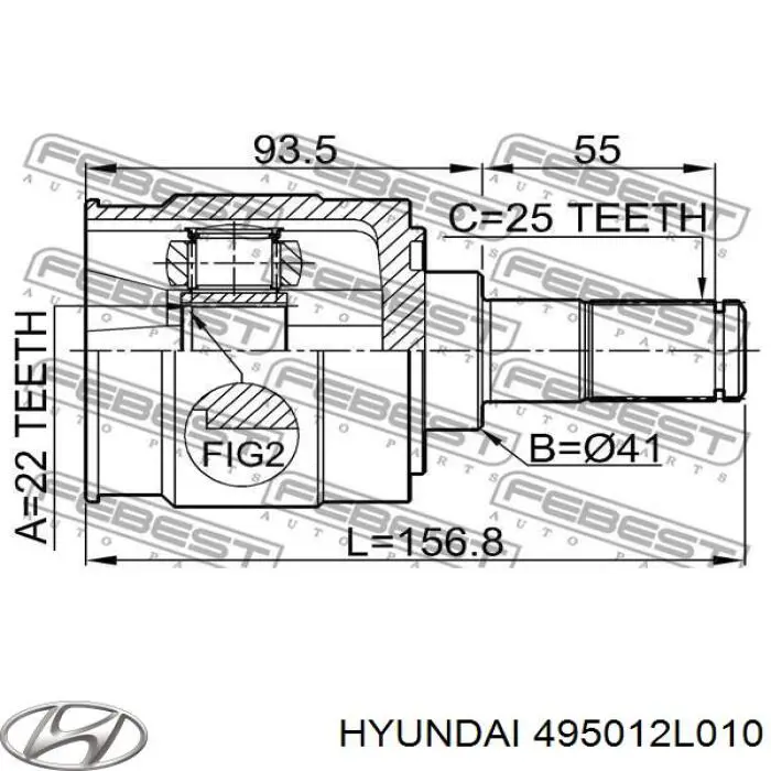 495012L010 Hyundai/Kia Półoś napędowa przednia lewa