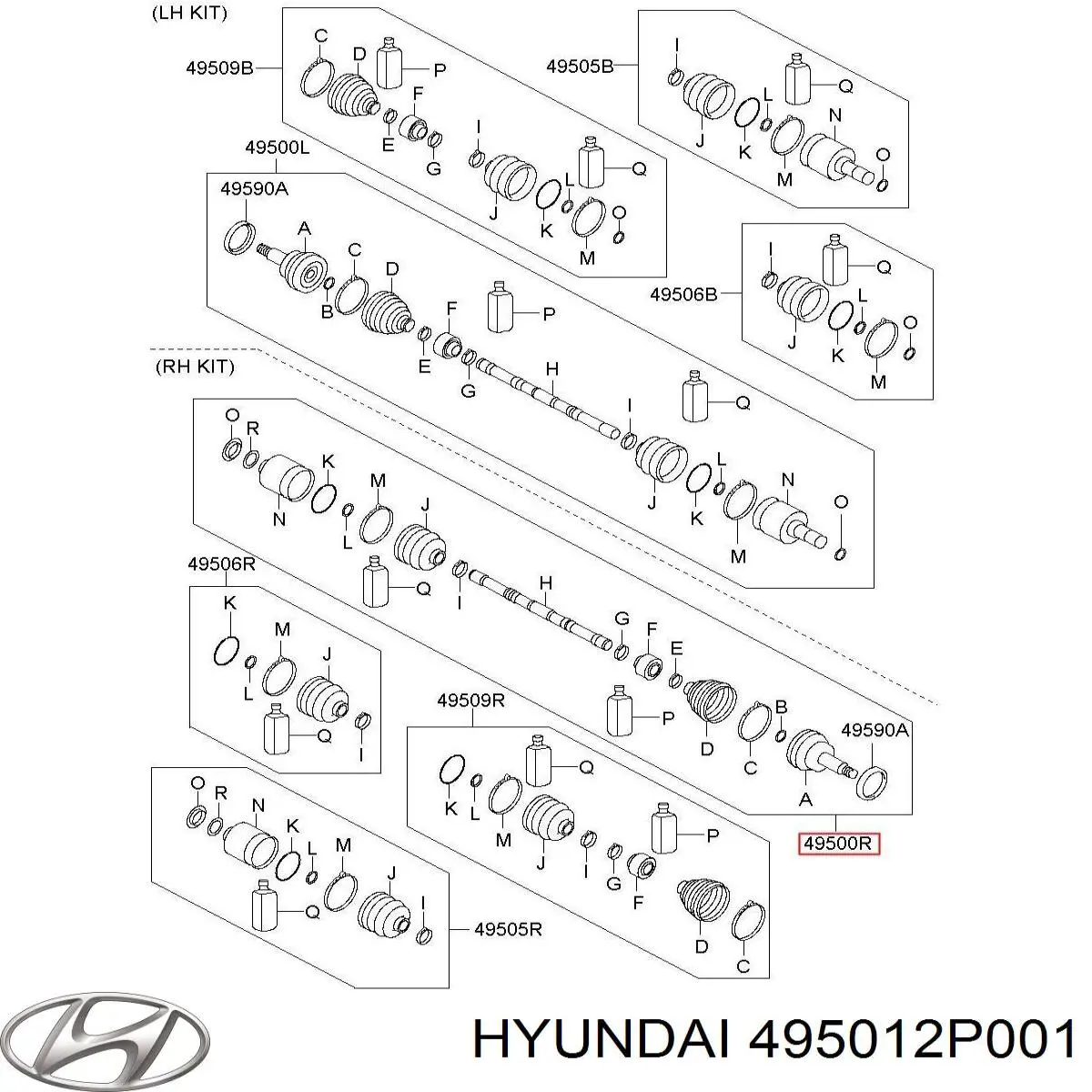 495012P001 Hyundai/Kia Półoś napędowa przednia prawa