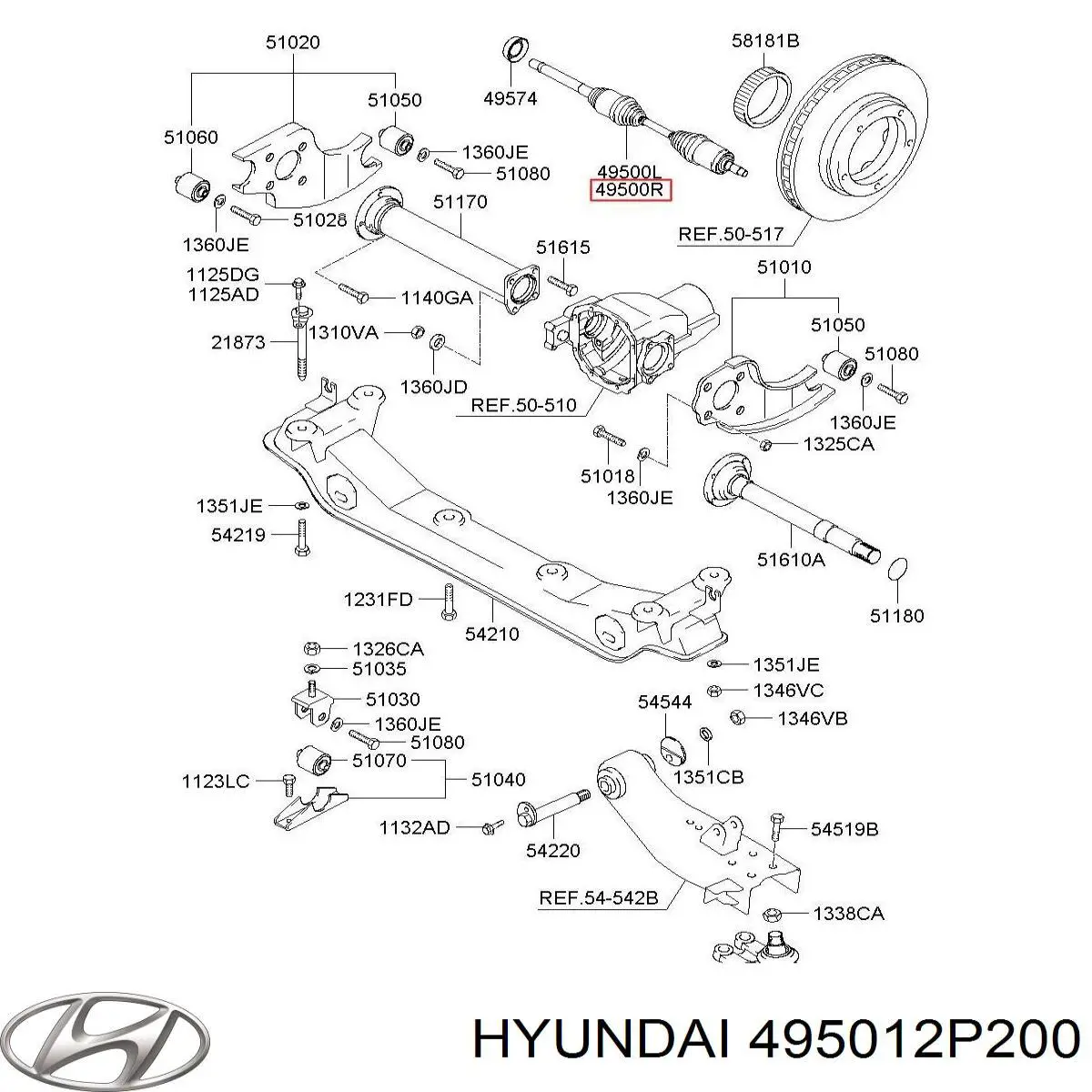 Do koszyka 495012P200 Hyundai/Kia Przegub homokinetyczny przedni zewnętrzny