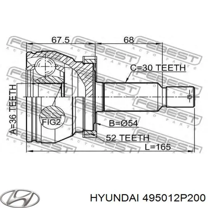 495012P200 Hyundai/Kia Przegub homokinetyczny przedni zewnętrzny