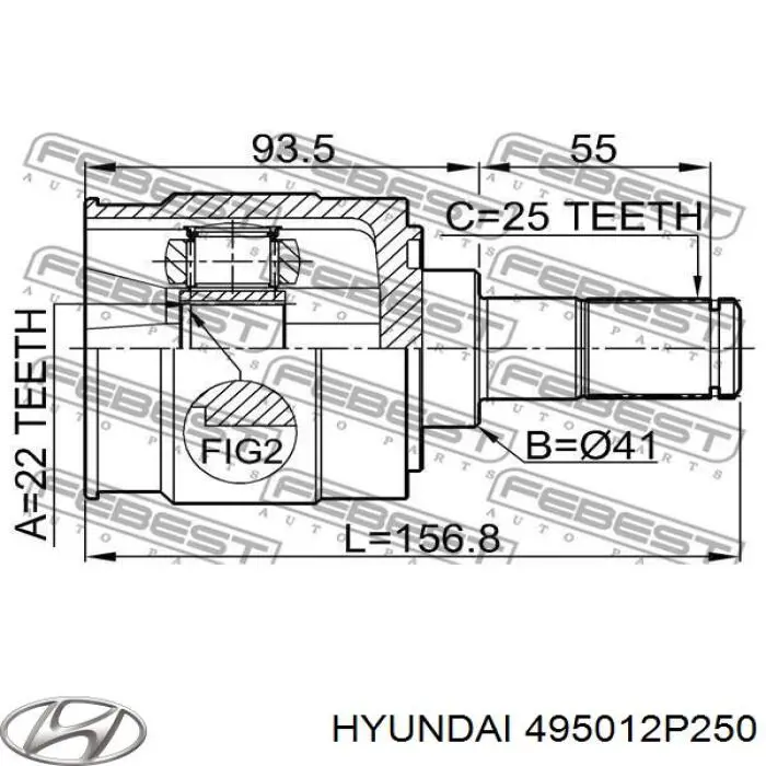 Półoś napędowa przednia prawa Hyundai/Kia 495012P250 cena, od 172,06 USD