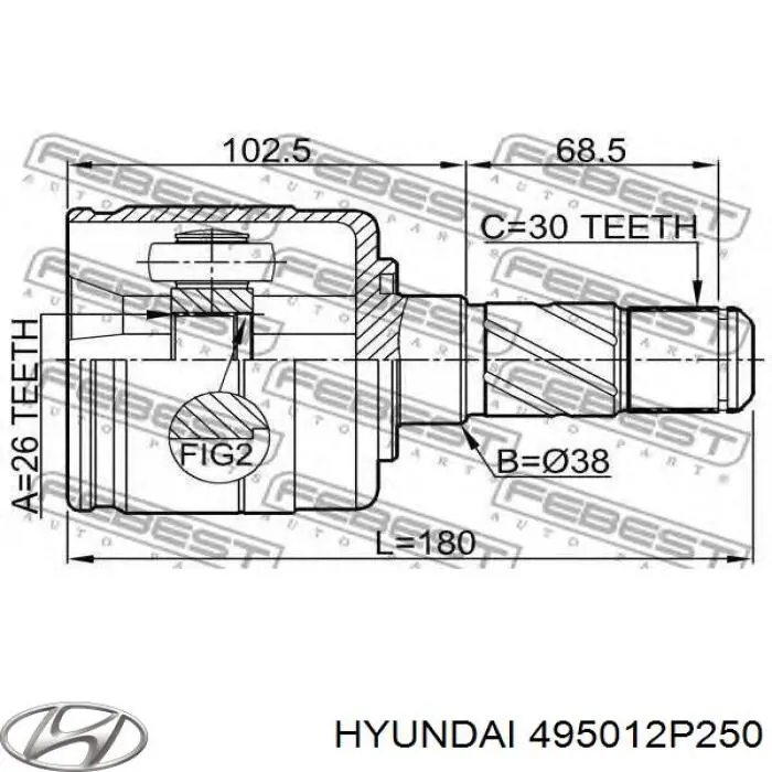 495012P250 Hyundai/Kia Półoś napędowa przednia prawa