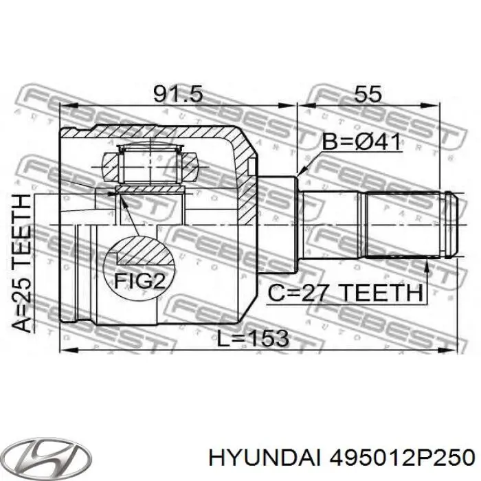 Półoś napędowa przednia prawa Hyundai/Kia 495012P250 cena, od 172,06 USD