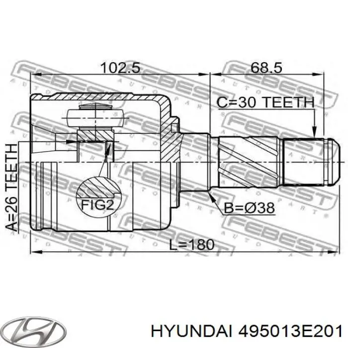 495013E201 Hyundai/Kia Półoś napędowa przednia lewa