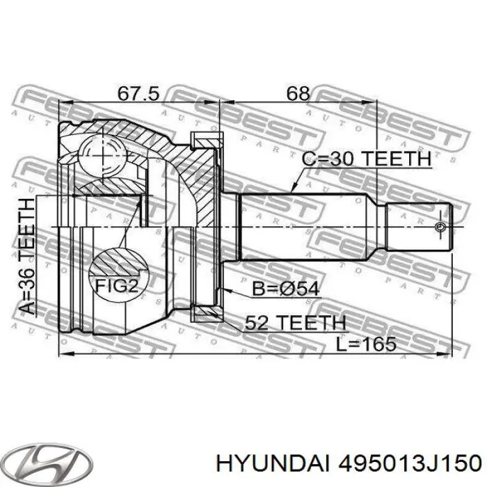 495013J150 Hyundai/Kia Półoś napędowa przednia prawa
