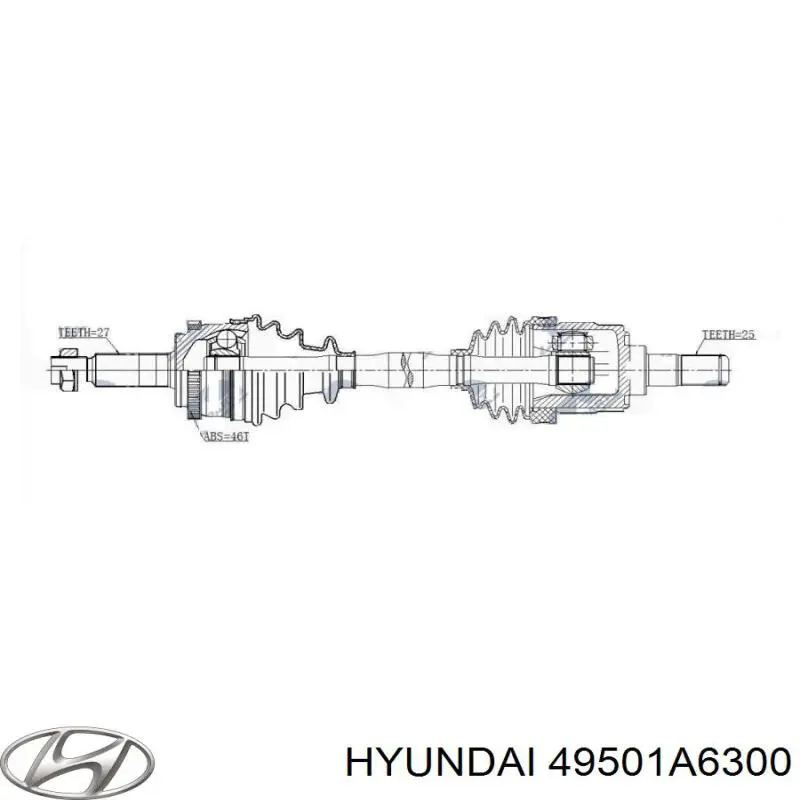 Półoś napędowa przednia prawa Hyundai/Kia 49501A6300 cena, od 111,73 USD