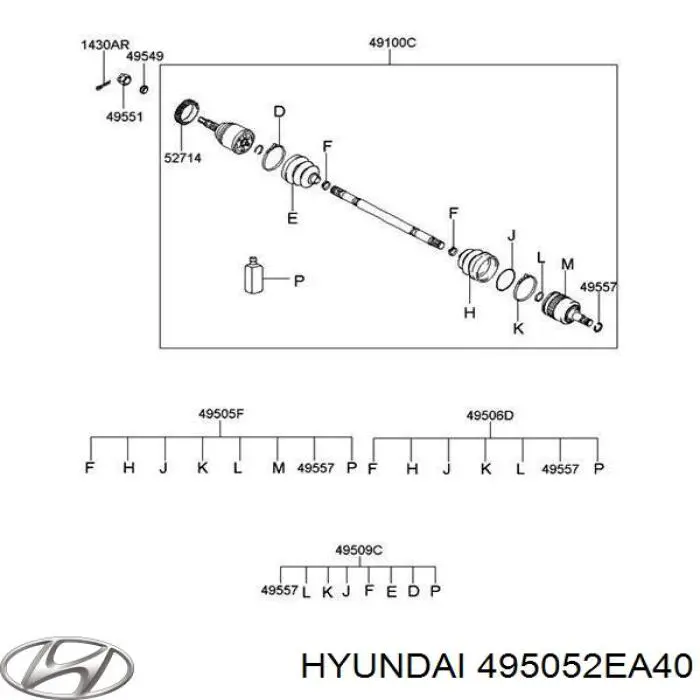 495052EA40 Hyundai/Kia Przegub homokinetyczny wewnętrzny tylny