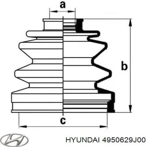 Osłona przegubu homokinetycznego półosi przedniej wewnętrzna Hyundai Coupe I coupe (RD) (1996 - 2002) cena, od 18,60 USD