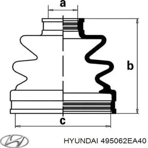 Do koszyka 495062EA40 Hyundai/Kia Osłona przegubu homokinetycznego półosi przedniej wewnętrzna