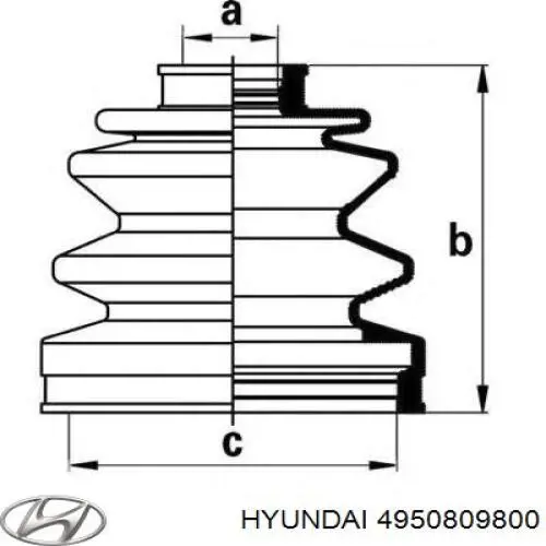 4950809800 Hyundai/Kia przegub homokinetyczny przedni wewnętrzny