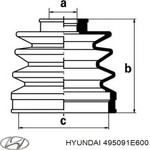 Osłona przegubu homokinetycznego półosi przedniej zewnętrzna Hyundai/Kia 495091E600 cena, od 120,50 USD