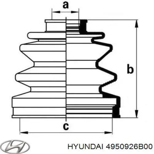 Osłona przegubu homokinetycznego półosi przedniej zewnętrzna Hyundai/Kia 4950926B00 cena, od 89,89 USD