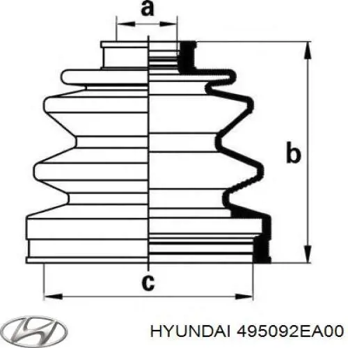 495092EA00 Hyundai/Kia Osłona przegubu homokinetycznego półosi przedniej zewnętrzna
