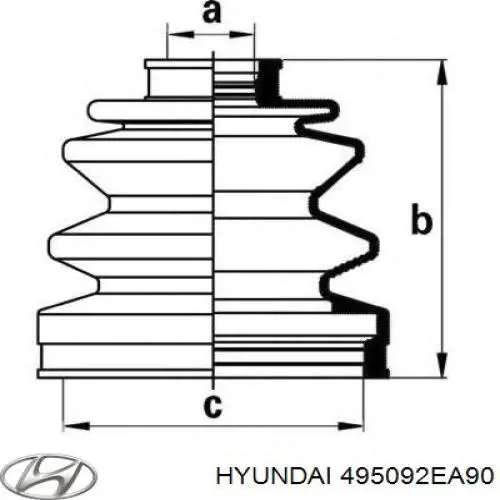 Osłona przegubu homokinetycznego półosi przedniej zewnętrzna Hyundai/Kia 495092EA90 cena, od 9,97 USD
