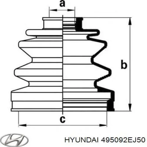 495092EJ50 Hyundai/Kia osłona przegubu homokinetycznego półosi przedniej zewnętrzna