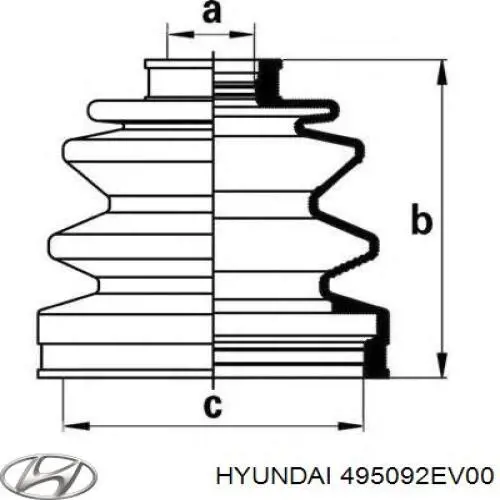 495092EV00 Hyundai/Kia osłona przegubu homokinetycznego półosi przedniej zewnętrzna