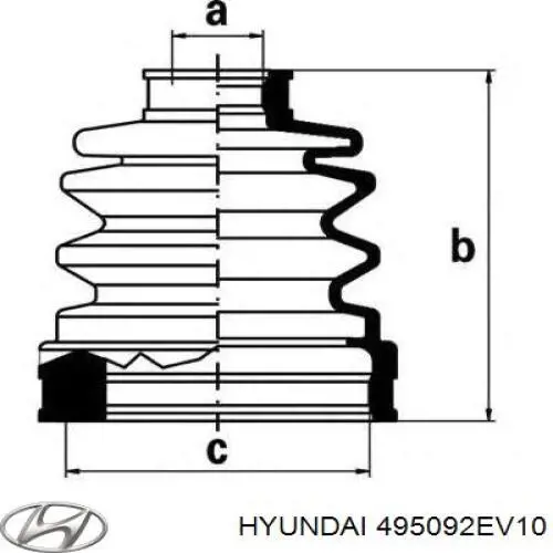 Do koszyka 495092EV10 Hyundai/Kia Osłona przegubu homokinetycznego półosi przedniej zewnętrzna